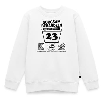 23 Geburtstag – Sorgsam Behandeln - Kinder Premium Organic Sweatshirt - Weiß - Vorne - AI Model Kid Male (0cm)