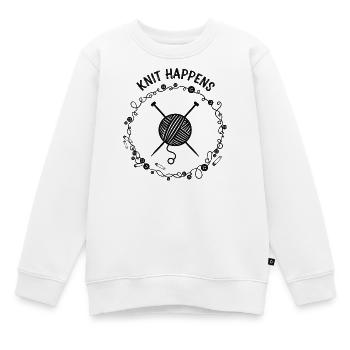 Tricote en laine se fait - Sweat Premium enfant bio - blanc - Devant - AI Model Kid Male (0cm)