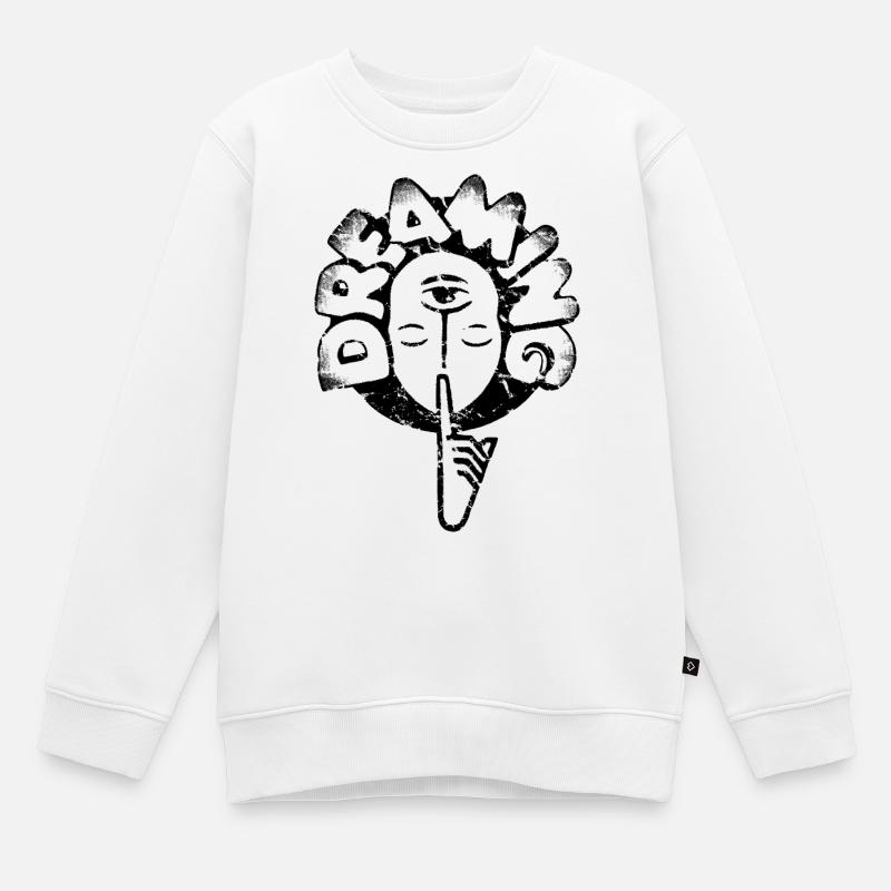 Psst ! Rêve, repos, repos, pause utilisée - Sweat Premium enfant bio - blanc