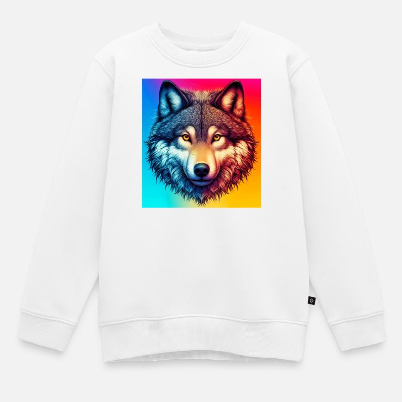 Loup - Sweat Premium enfant bio - blanc