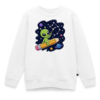 Außerirdischer im Weltraum auf Bleistift - Kinder Premium Organic Sweatshirt - Weiß - Vorne - AI Model Kid Male (0cm)