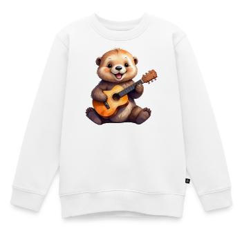 Kleiner Comic-Otter spielt auf der Gitarre – Cool - Kinder Premium Organic Sweatshirt - Weiß - Vorne - AI Model Kid Male (0cm)