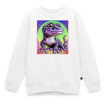 Gecko - Kinder Premium Organic Sweatshirt - Weiß - Vorne - AI Model Kid Male (0cm)