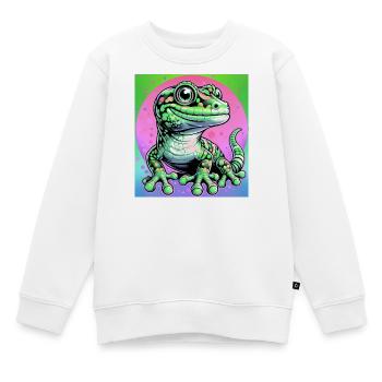 Gecko - Kinder Premium Organic Sweatshirt - Weiß - Vorne - AI Model Kid Male (0cm)