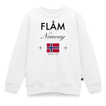 Flåm, Norway, coordinates, travel, souvenir - Kids Premium Organic Sweatshirt - white - Front - AI Model Kid Male (0cm)