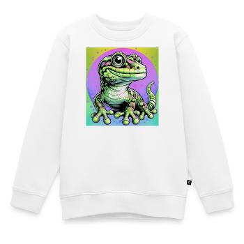 Gecko - Kinder Premium Organic Sweatshirt - Weiß - Vorne - AI Model Kid Male (0cm)