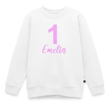 Emilia 1  - Kinder Premium Organic Sweatshirt - Weiß - Vorne - AI Model Kid Male (0cm)