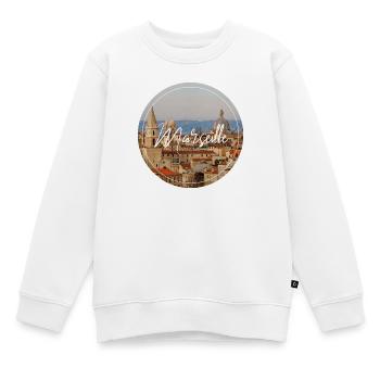 Scénario du paysage urbain de Marseille - Sweat Premium enfant bio - blanc - Devant - AI Model Kid Male (0cm)