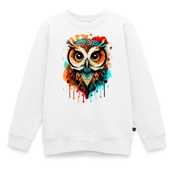 Eule Bunt - Nachteule - Schleiereule - Eulen Kauz - Kinder Premium Organic Sweatshirt - Weiß - Vorne - AI Model Kid Male (0cm)