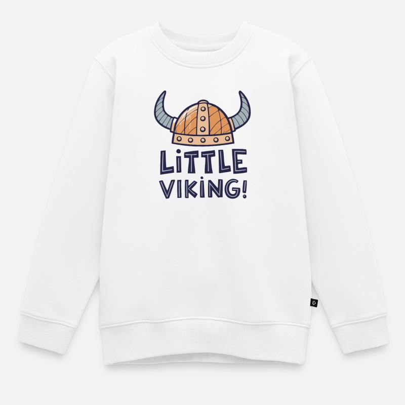 Petit Viking Dessin Amusant - Sweat Premium enfant bio - blanc