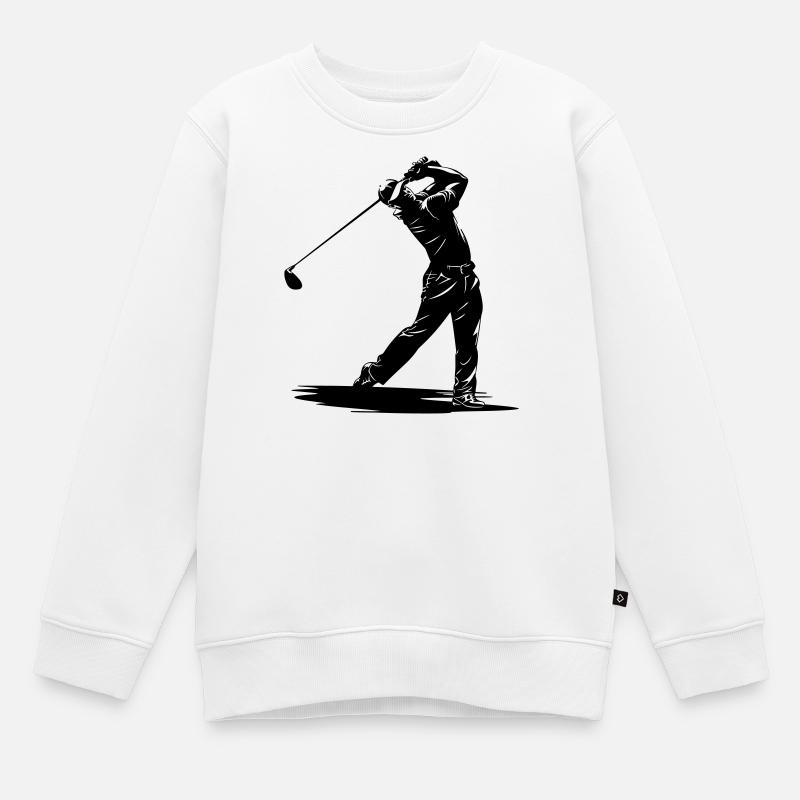 Silhouette de swing de golfeur - Sweat Premium enfant bio - blanc