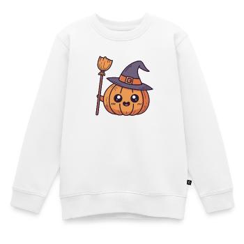 Entzückender Hexenkürbis und Besen - Kinder Premium Organic Sweatshirt - Weiß - Vorne - AI Model Kid Male (0cm)
