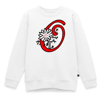 Lettre O Initiale - Sweat Premium enfant bio - blanc - Devant - AI Model Kid Male (0cm)