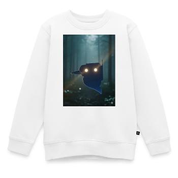 Silhouette d’oiseau de la forêt nocturne s’illumine - Sweat Premium enfant bio - blanc - Devant - AI Model Kid Male (0cm)