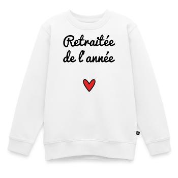 RETRAITEE. RETRAITE. RETRAITEE. RETRAITE - Sweat Premium enfant bio - blanc - Devant - AI Model Kid Male (0cm)