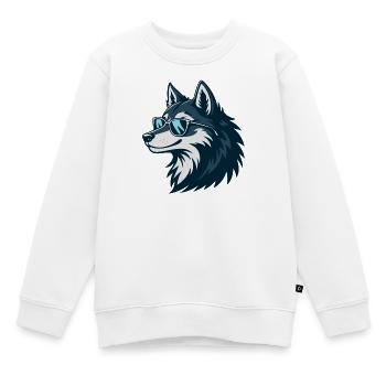 Stylish Wolf Sonnenbrille - Kinder Premium Organic Sweatshirt - Weiß - Vorne - AI Model Kid Male (0cm)