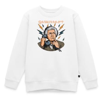 Gewitterruf Großmutter am Telefon, Gewitter? - Kinder Premium Organic Sweatshirt - Weiß - Vorne - AI Model Kid Male (0cm)