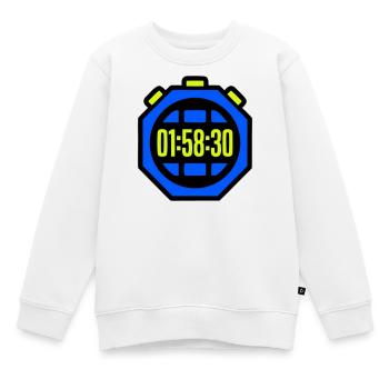 Stoppuhr Bestzeit Halbmarathon - Kinder Premium Organic Sweatshirt - Weiß - Vorne - AI Model Kid Male (0cm)