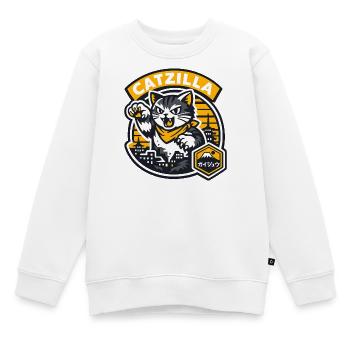 Catzilla Neon City Rampage - Kids Premium Organic Sweatshirt - white - Front - AI Model Kid Male (0cm)