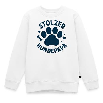 Stolzer Hundepapa Pfoten Logo - Kinder Premium Organic Sweatshirt - Weiß - Vorne - AI Model Kid Male (0cm)