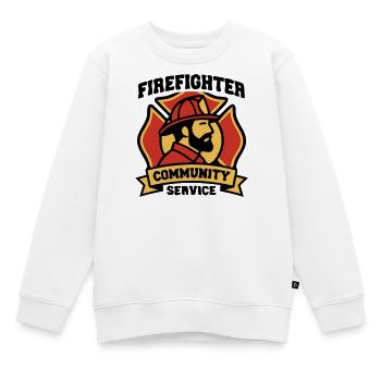 Graphique des armoiries des pompiers - Sweat Premium enfant bio - blanc - Devant - AI Model Kid Male (0cm)