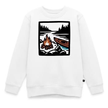 Icône de la forêt de canoë au feu de camp - Sweat Premium enfant bio - blanc - Devant - AI Model Kid Male (0cm)