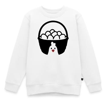 Icône du poulet en panier à œufs - Sweat Premium enfant bio - blanc - Devant - AI Model Kid Male (0cm)