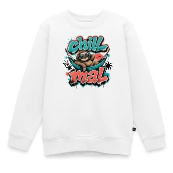 Chill Mal  Cooles Faultier Graffiti Design - Kinder Premium Organic Sweatshirt - Weiß - Vorne - AI Model Kid Male (0cm)