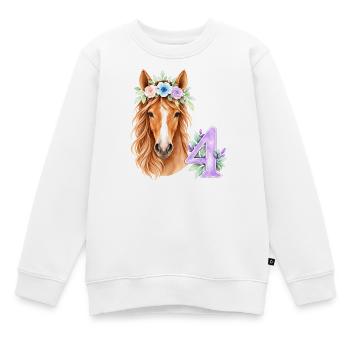 Pferd mit hübschen Blumenschmuck für 4-jährige - Kinder Premium Organic Sweatshirt - Weiß - Vorne - AI Model Kid Male (0cm)