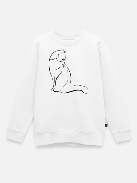 Katzensilhouette mit Farbakzent, Katze - Kinder Premium Organic Sweatshirt - Weiß