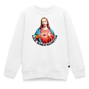 Liebe Deinen Nächsten Jesus Linker Handsegen - Kinder Premium Organic Sweatshirt - Weiß - Vorne - AI Model Kid Male (0cm)