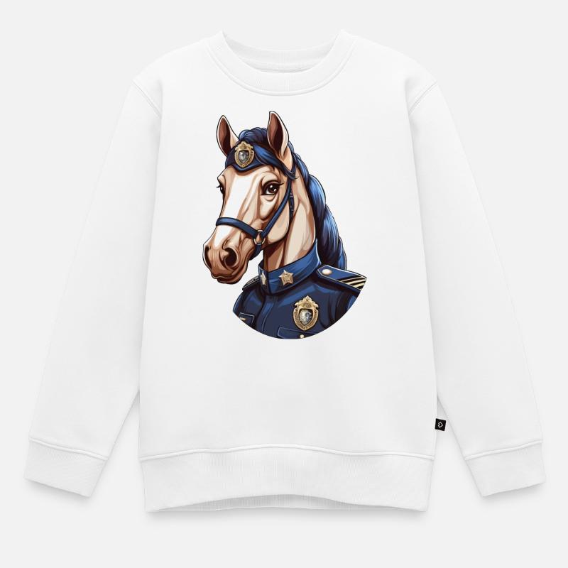 Polizei Pferd - Kinder Premium Organic Sweatshirt - Weiß