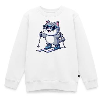 Ski britannique à poil court (Shorthair Skiing) Hiver - Sweat Premium enfant bio - blanc - Devant - AI Model Kid Male (0cm)