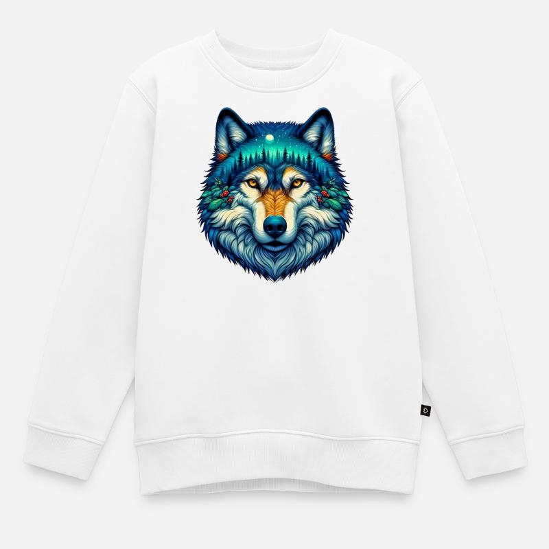 Wolf - Kinder Premium Organic Sweatshirt - Weiß