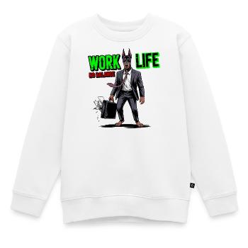 Arbeitsleben Kein Gleichgewicht Hund - Kinder Premium Organic Sweatshirt - Weiß - Vorne - AI Model Kid Male (0cm)
