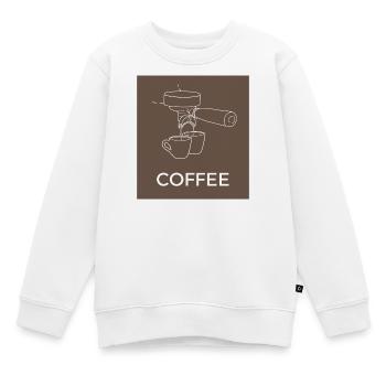 Kaffeemaschine Linienkunst Kaffee - Kinder Premium Organic Sweatshirt - Weiß - Vorne - AI Model Kid Male (0cm)