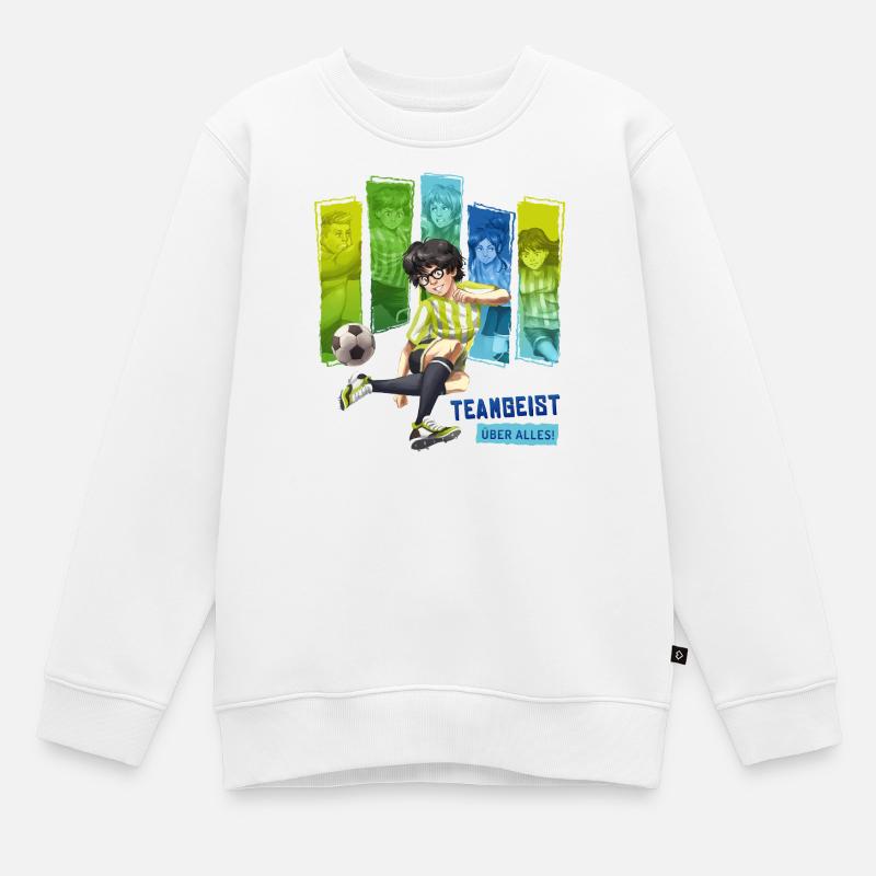 Fussballbande Data Mit Spruch Teamgeist Über Alles - Kinder Premium Organic Sweatshirt - Weiß