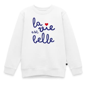 Das Leben ist gut - Kinder Premium Organic Sweatshirt - Weiß - Vorne - AI Model Kid Male (0cm)