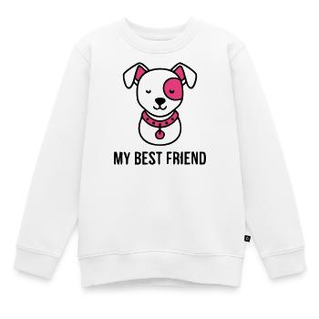 Meilleur ami, amour des chiens, maman de chien, promenade - Sweat Premium enfant bio - blanc - Devant - AI Model Kid Male (0cm)