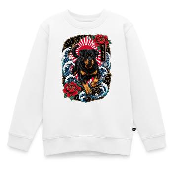 Rottweiler im japanischen Irezumi Tattoo Stil - Kinder Premium Organic Sweatshirt - Weiß - Vorne - AI Model Kid Male (0cm)