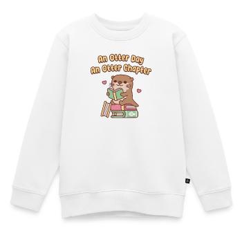 Süßer Otter liest Ein Otter-Tag Ein Otter-Kapitel - Kinder Premium Organic Sweatshirt - Weiß - Vorne - AI Model Kid Male (0cm)