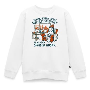 Scientifique de Belfast et husky très gâté - Sweat Premium enfant bio - blanc - Devant - AI Model Kid Male (0cm)
