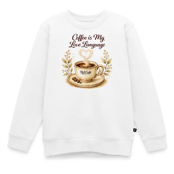 coffe_ist_my_live_language - Kinder Premium Organic Sweatshirt - Weiß - Vorne - AI Model Kid Male (0cm)