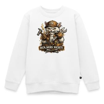 Zorniger Handwerkerkater mit Werkzeug - Kinder Premium Organic Sweatshirt - Weiß - Vorne - AI Model Kid Male (0cm)