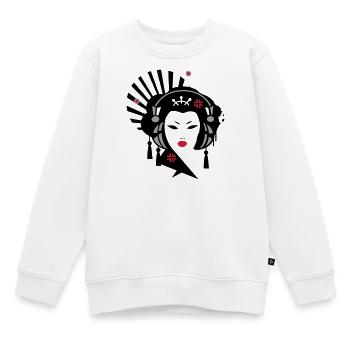 Geisha mit Kopfhörer - Kinder Premium Organic Sweatshirt - Weiß - Vorne - AI Model Kid Male (0cm)