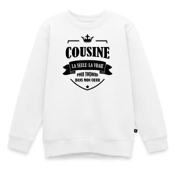Oncle / Tante / Cousin / Cousine - Sweat Premium enfant bio - blanc - Devant - AI Model Kid Male (0cm)