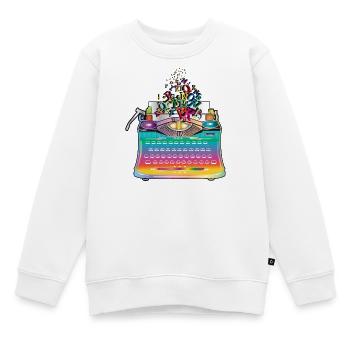 Machine à écrire antique hétéroclite avec lettres - Sweat Premium enfant bio - blanc - Devant - AI Model Kid Male (0cm)