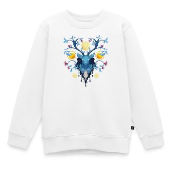Blue Ink Spirits - Nachthirsch und Blumenholz 2 - Kinder Premium Organic Sweatshirt - Weiß - Vorne - AI Model Kid Male (0cm)