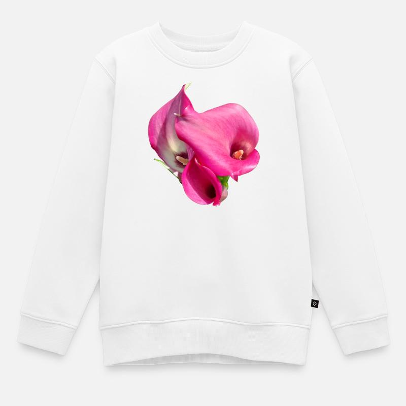 Pink Calla Blütentrio - Kinder Premium Organic Sweatshirt - Weiß