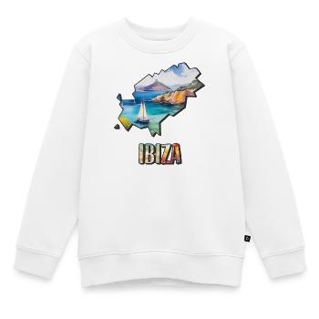 Aquarell Landkarte Ibiza - Kinder Premium Organic Sweatshirt - Weiß - Vorne - AI Model Kid Male (0cm)